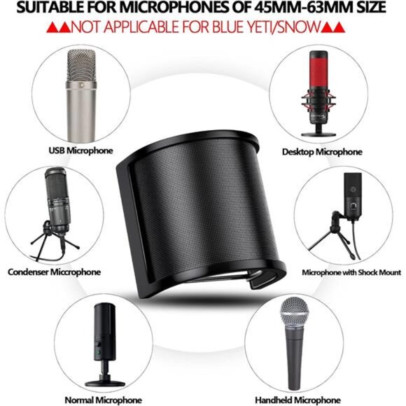 Pop Filter,PEMOTech [Upgraded Three Layers] Metal Mesh & Foam & Etamine Layer - Picture 3 of 7